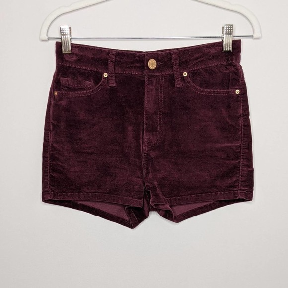 BDG Pants - BDG • High Rise Erin Maroon Velvet Shorts Size 26